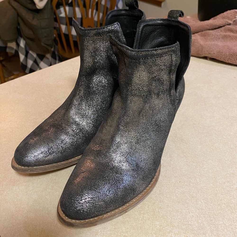Black and silver booties